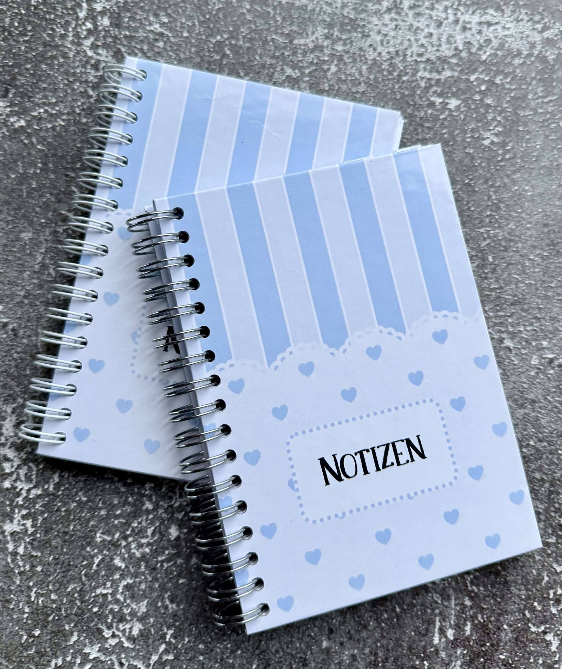 A6 Notizbuch "Herzchen blau / gestreift" – Bild 4