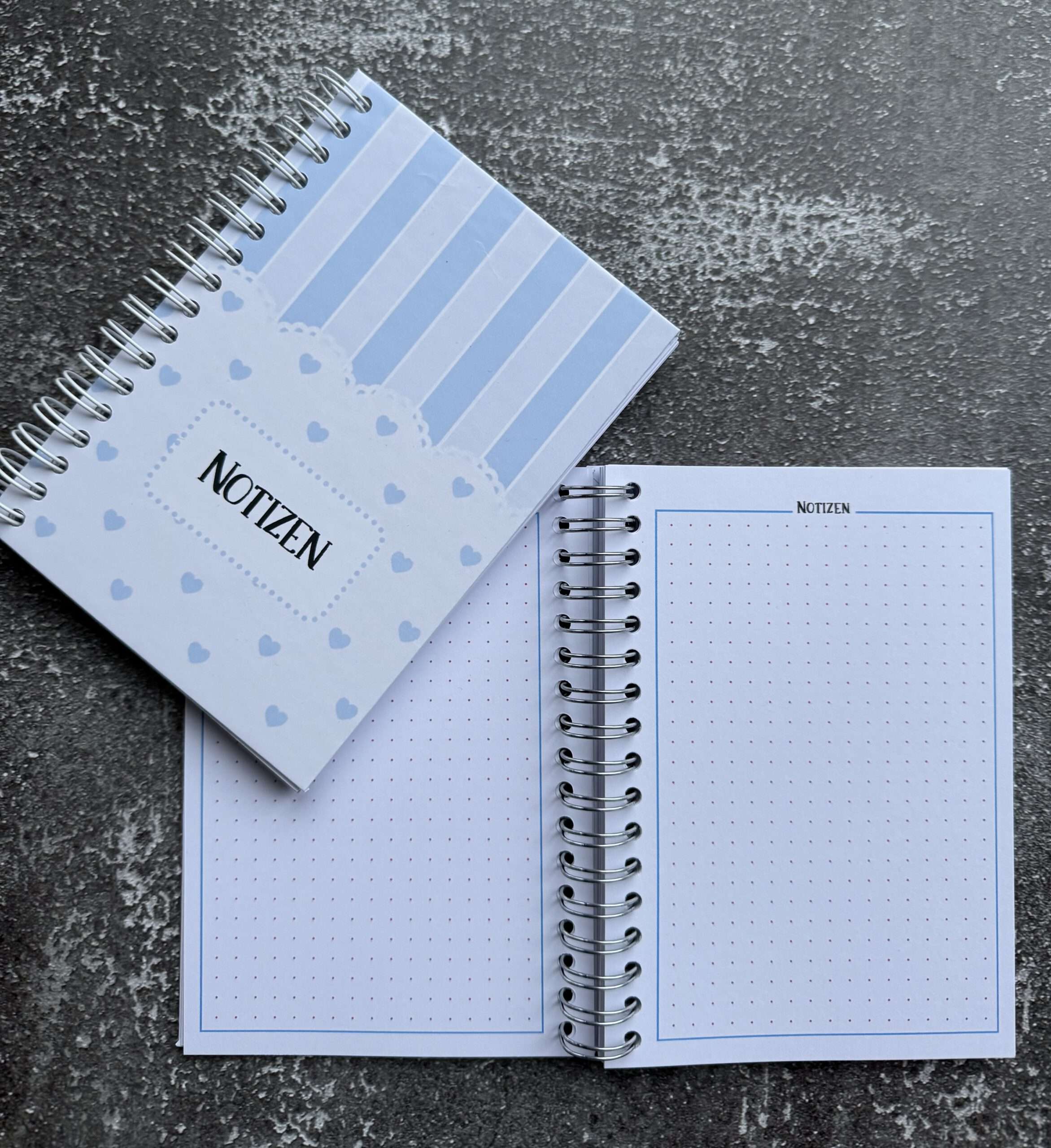 A6 Notizbuch "Herzchen blau / gestreift" – Bild 5