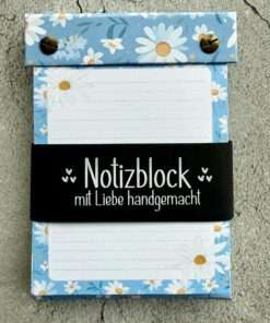 A6 Notizblock "Gänseblümchen blau" wiederbefüllbar