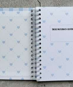 Alternative view of A6 Notizbuch "Herzchen blau / gestreift"