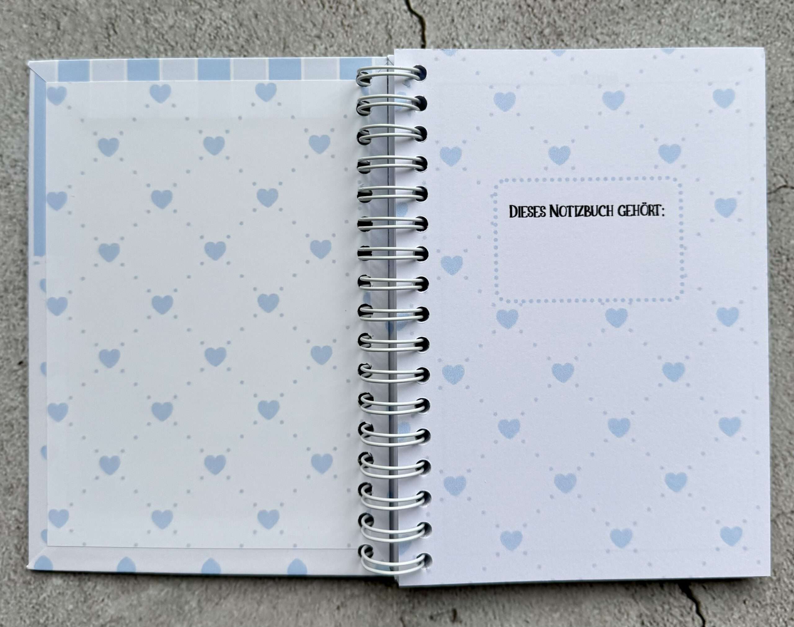 A6 Notizbuch "Herzchen blau / gestreift" – Bild 2