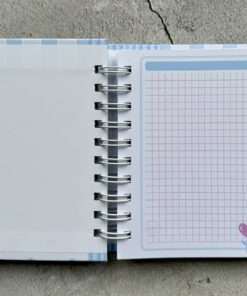 Alternative view of A6 Notizbuch "Herzchen blau / gestreift" mit halbverdeckter Drahtbindung