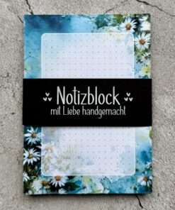 A6 Notizblock "Gänseblümchen blau-grün"