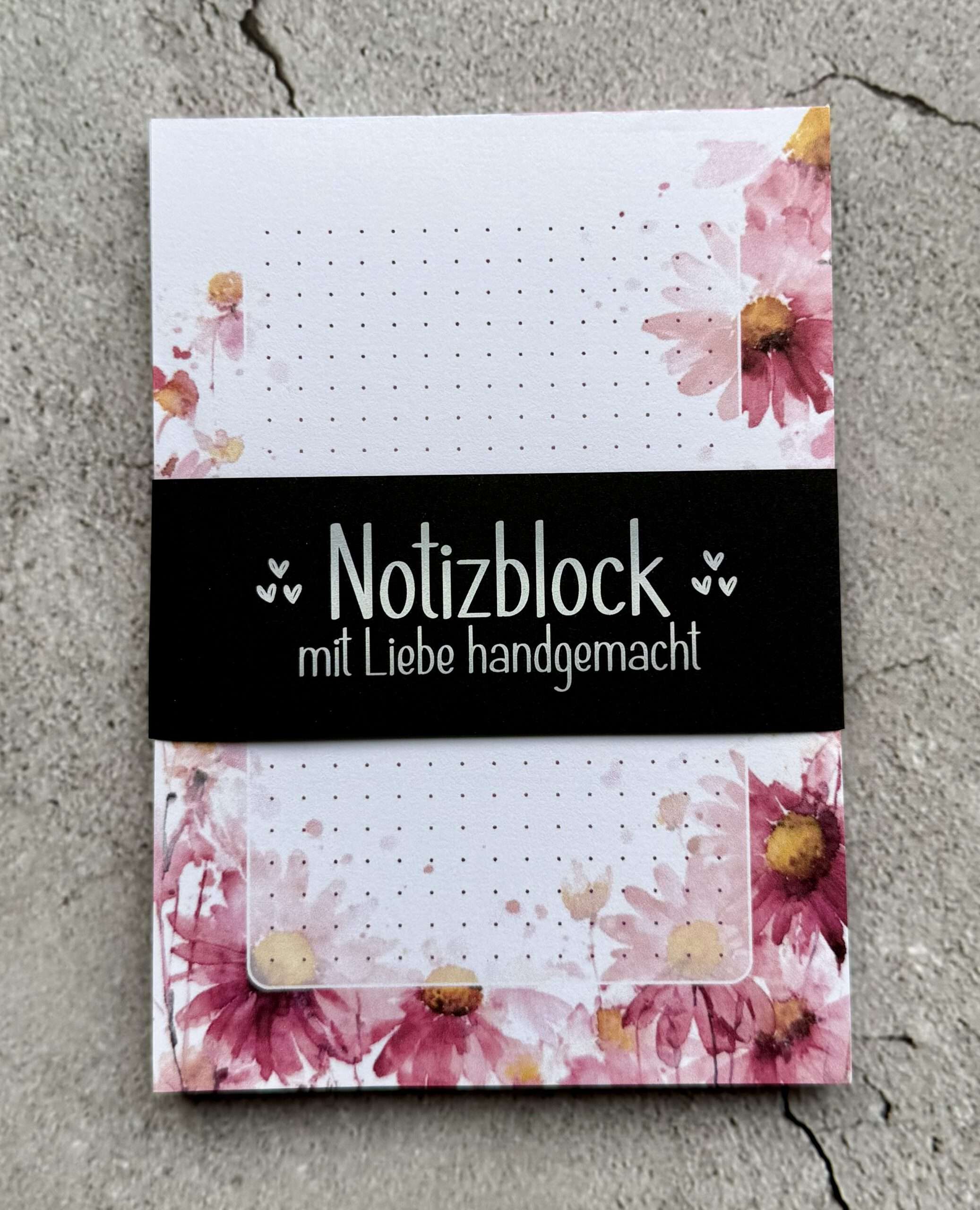 A6 Notizblock "Gänseblümchen rosa"