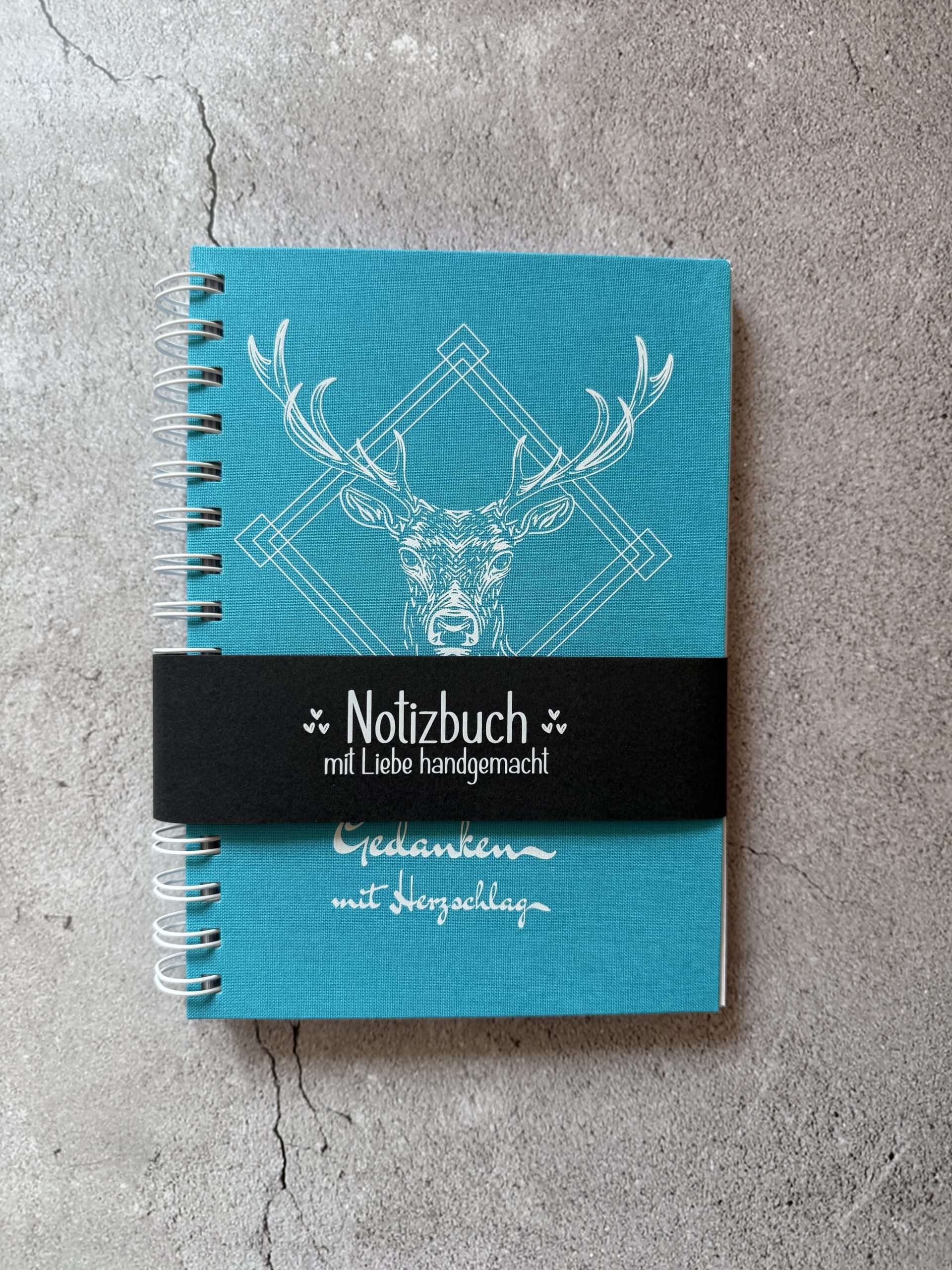 A5 Notizbuch "Hirsch" mit Stoffeinband – Bild 4