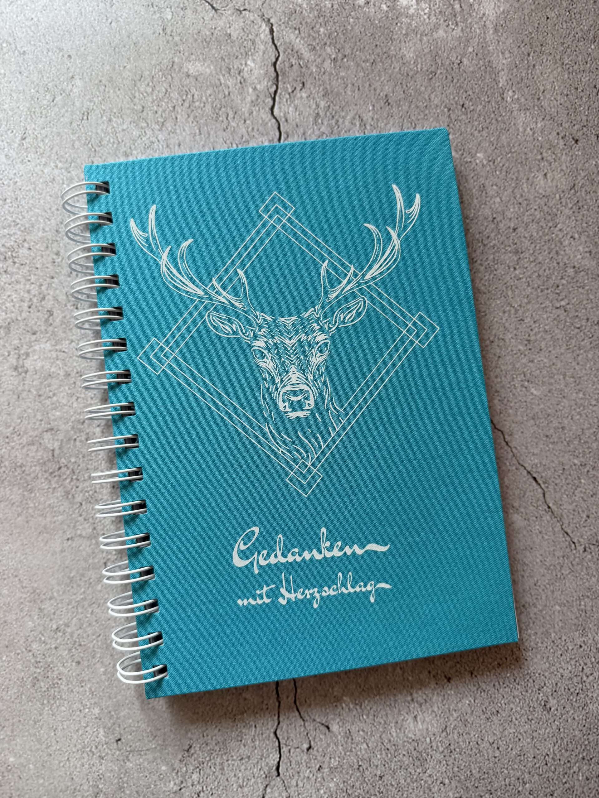 A5 Notizbuch "Hirsch" mit Stoffeinband