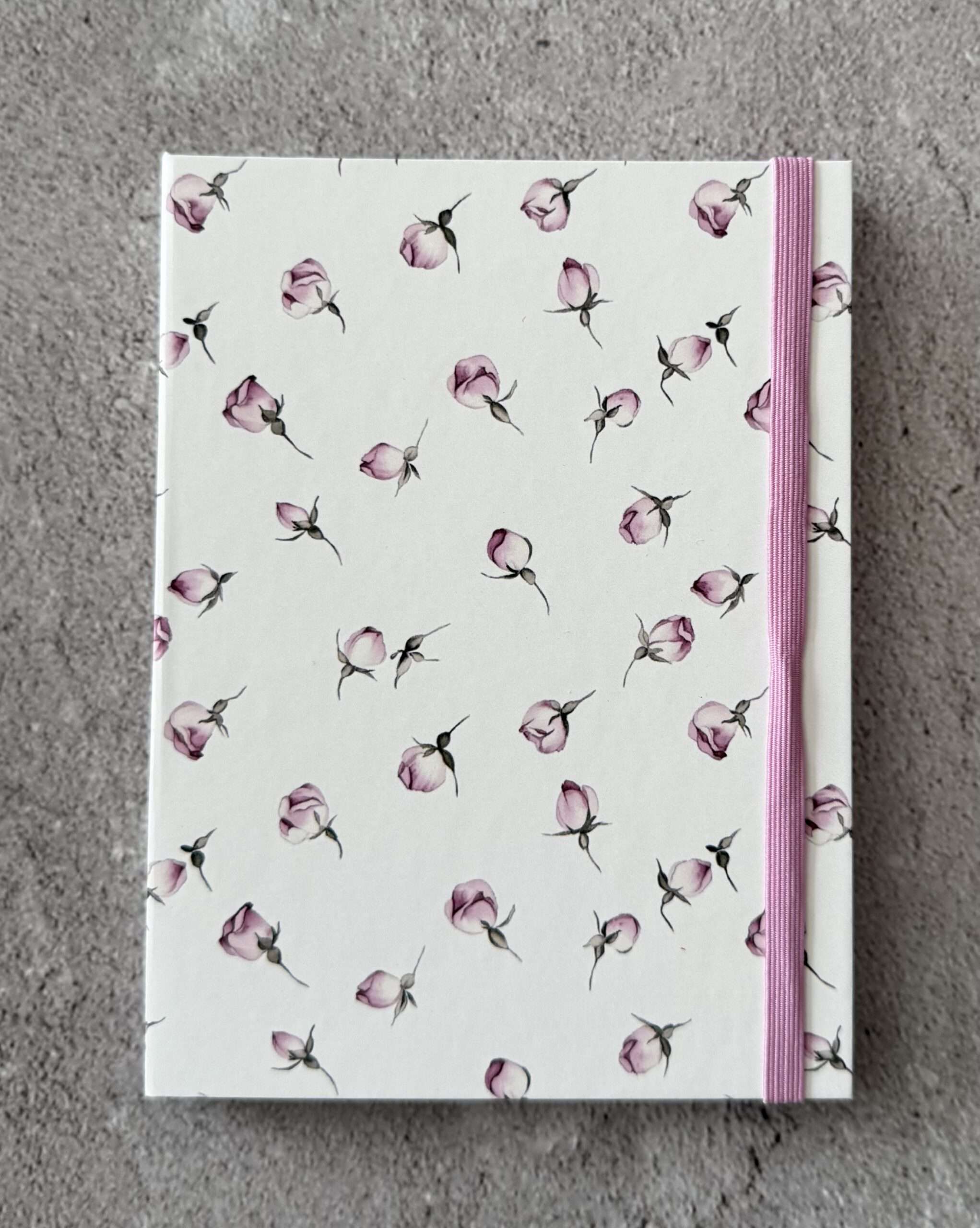 Hardcover für A6 Notizblock "Kleine Rosen"