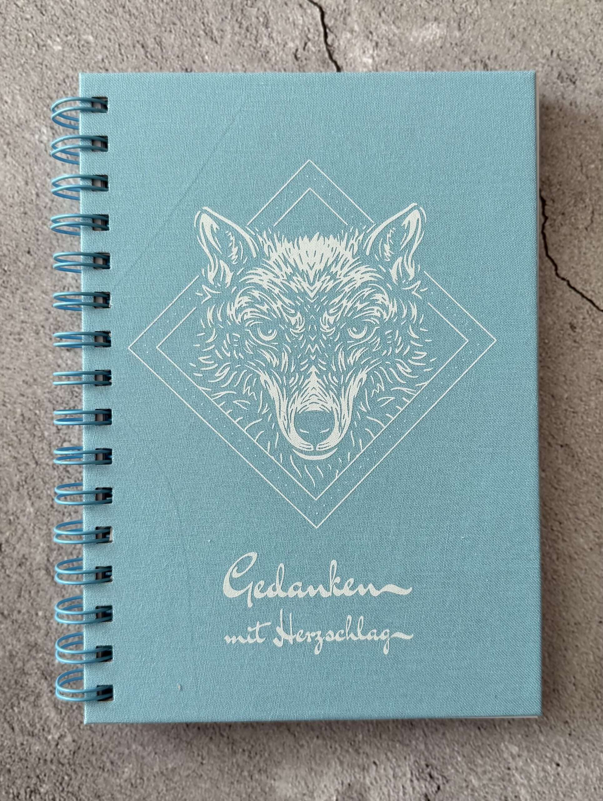 A5 Notizbuch "Wolf" mit Stoffeinband