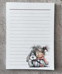 A6 Notizblock "Mädchen mit Kuschelhase 1"