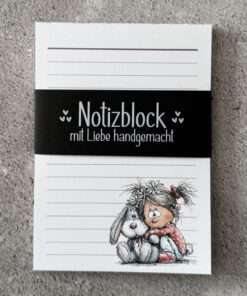 Alternative view of A6 Notizblock "Mädchen mit Kuschelhase 1"