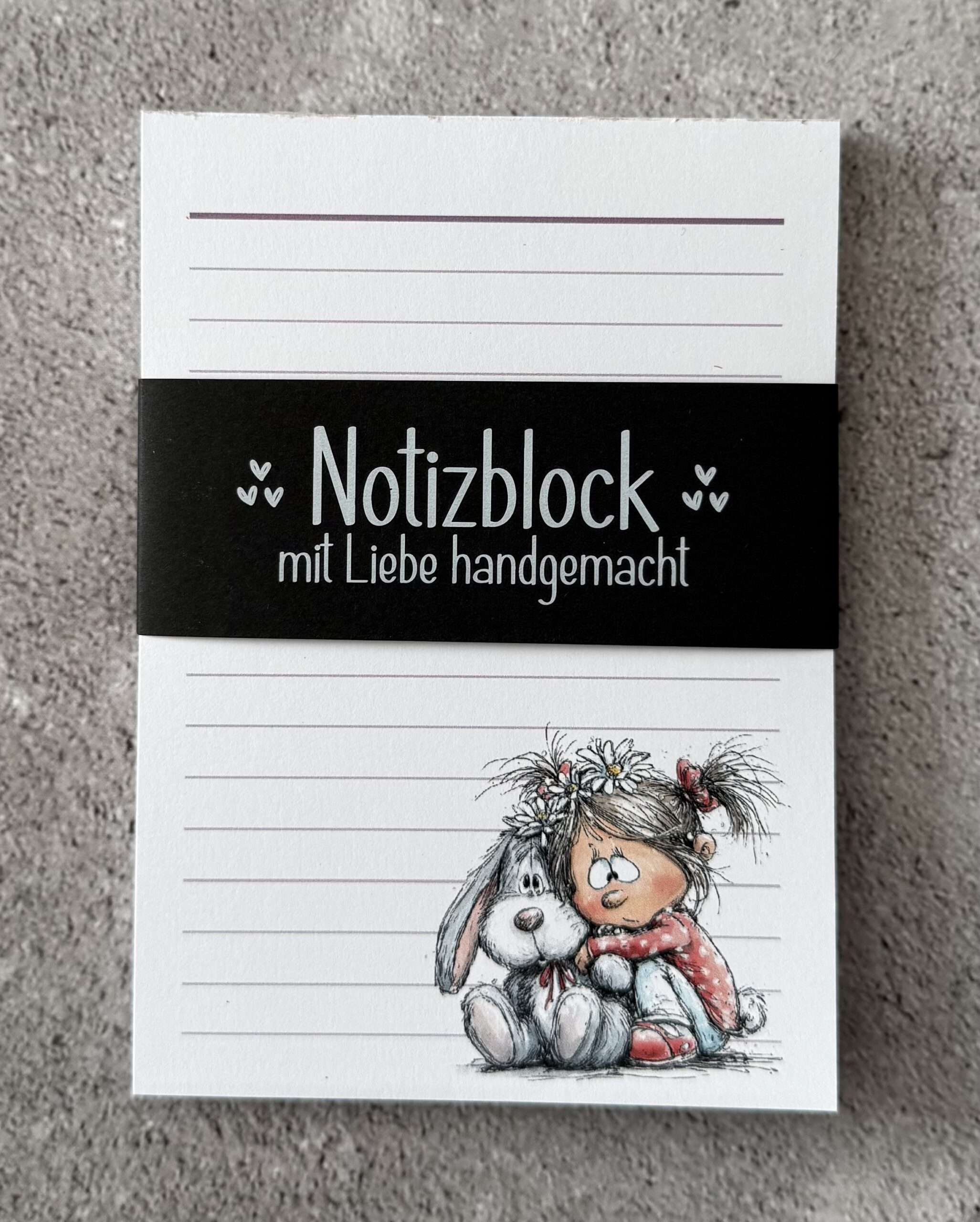 A6 Notizblock "Mädchen mit Kuschelhase 1" – Bild 2