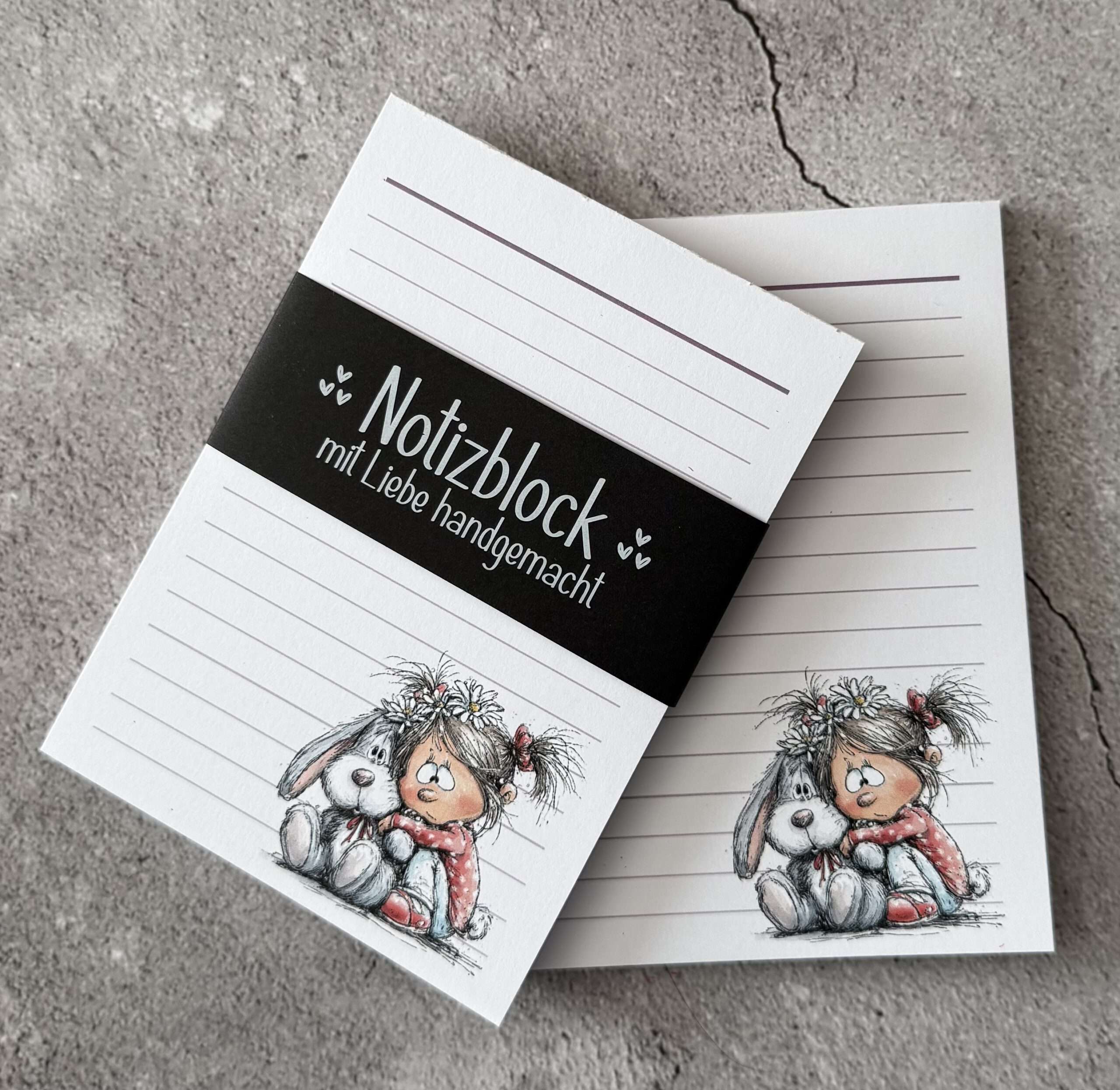 A6 Notizblock "Mädchen mit Kuschelhase 1" – Bild 3