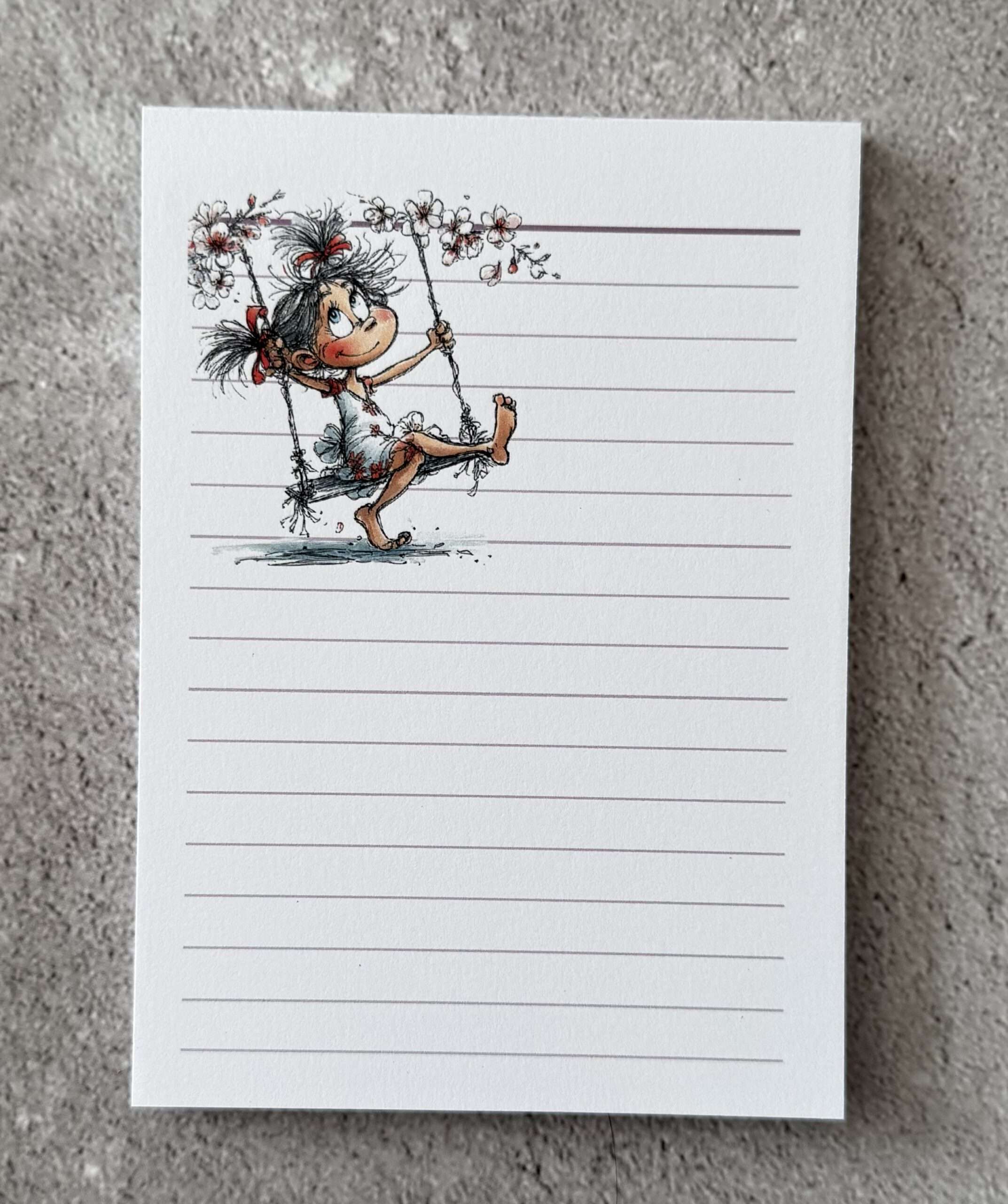 A6 Notizblock "Mädchen auf Schaukel 1"