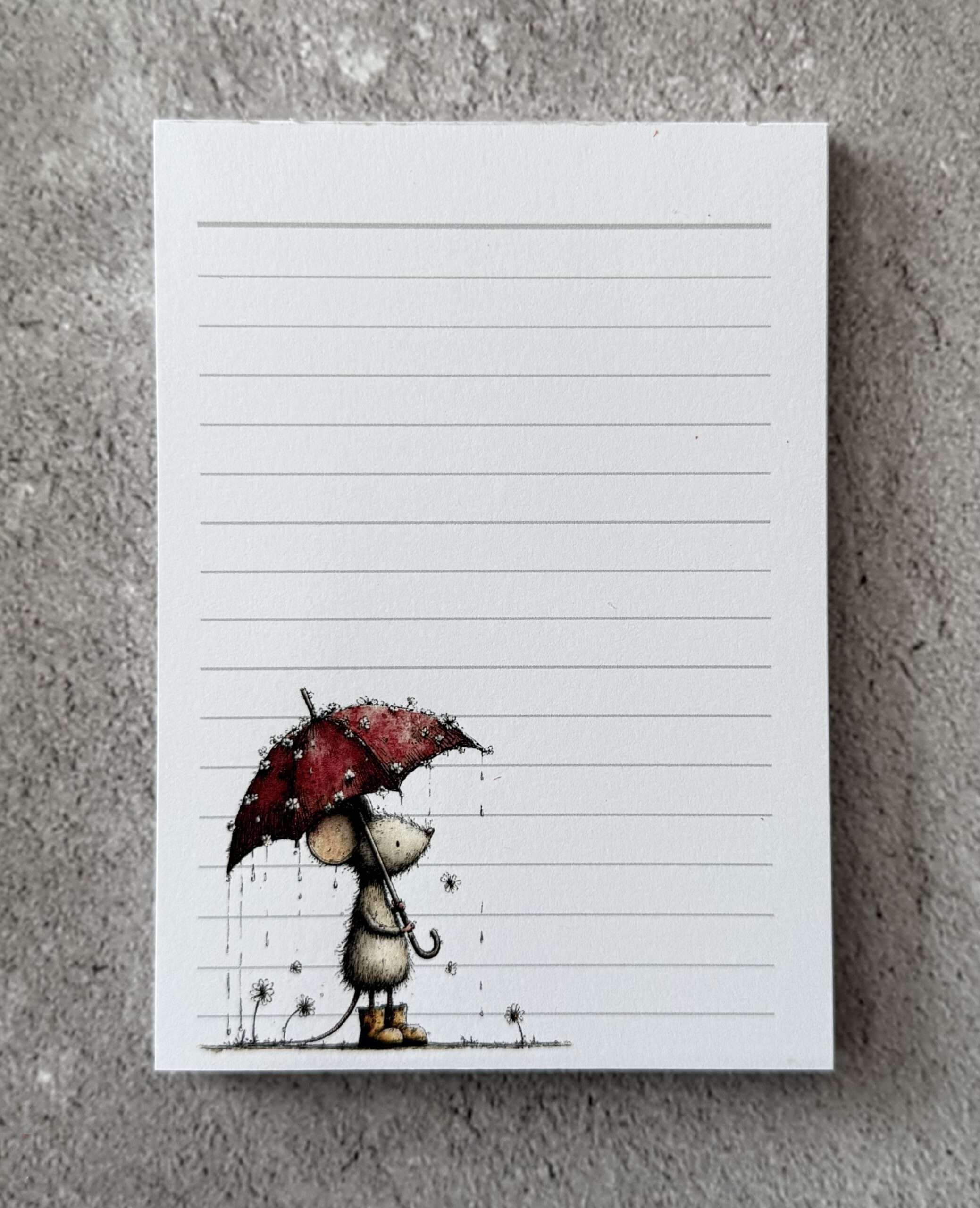 A6 Notizblock "Maus mit Schirm 1"